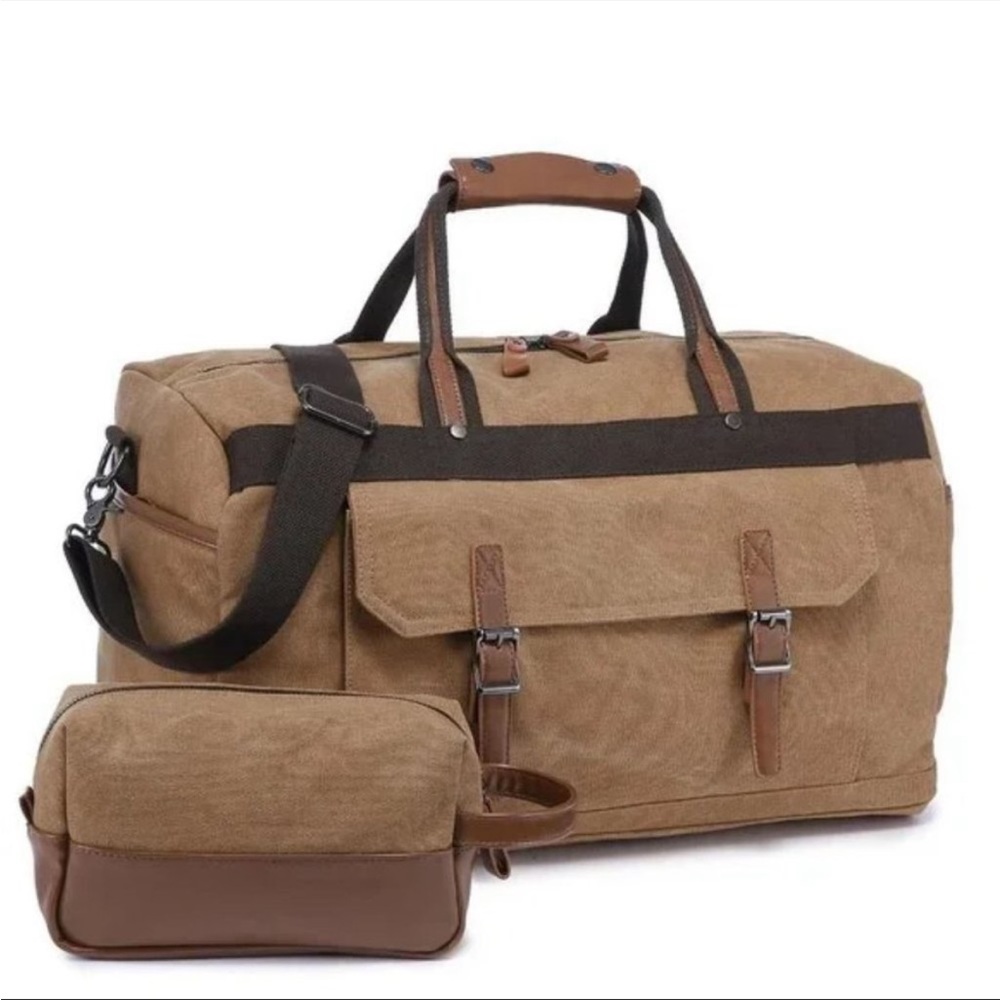 New Travel Duffle Bag with Toiletry Bag, Khaki